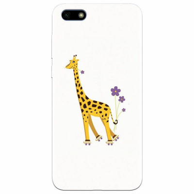 Husa silicon pentru Huawei Y5 2018, Rollerskating Girafe Illustration foto