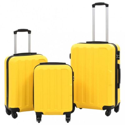 Set valize carcasa rigida, 3 buc., galben, ABS GartenMobel Dekor foto