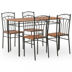 vidaXL Set mobilier de bucatarie, 5 piese, maro, MDF ?i o?el foto