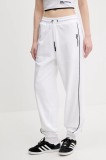 Karl Lagerfeld Jeans pantaloni de trening din bumbac femei, culoarea alb, cu imprimeu, A2W10094