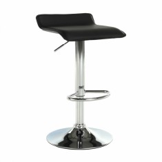 Scaun de bar piele ecologica neagra picior crom Laria 37x38.5x85 cm