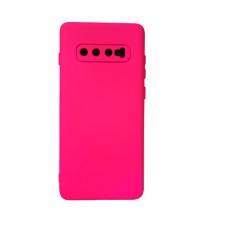 Husa silicon antisoc cu microfibra interior Samsung S10 Plus ; S10+ Roz Neon