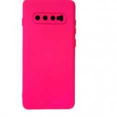 Husa silicon antisoc cu microfibra interior Samsung S10 Plus ; S10+ Roz Neon