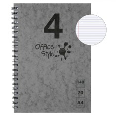 Caiet Spirală A4, Office Style, 4 Subiecte, File 140, Copertă Moale, Culoare Gri