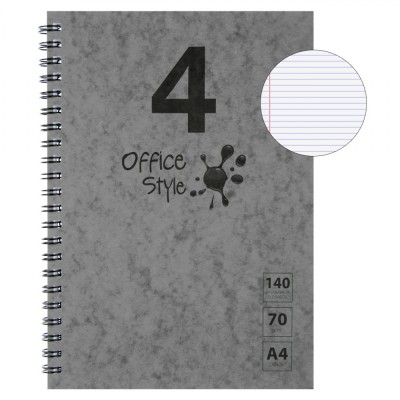 Caiet Spirală A4, Office Style, 4 Subiecte, File 140, Copertă Moale, Culoare Gri foto