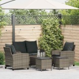 Cumpara ieftin Set mobilier grădină cu perne, 6 piese, gri, poliratan