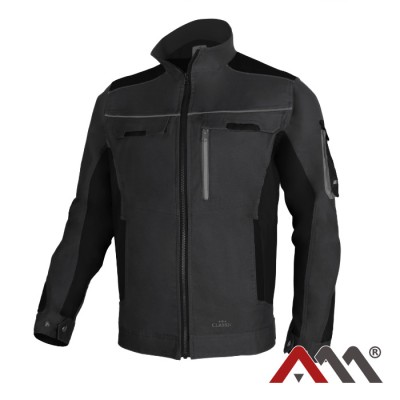 Jacheta de protectie din Bumbac Classic 100 Stretch Slim gri cu negru foto
