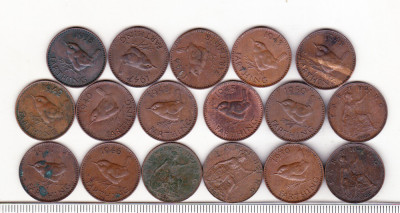 bnk mnd Marea Britanie Anglia lot 17 monede diferite farthing foto