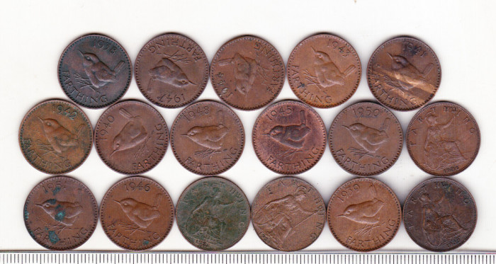 bnk mnd Marea Britanie Anglia lot 17 monede diferite farthing