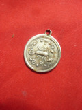 Medalion vechi - Ottobre -Zodia Scorpion , Paianjen pe revers , d= 2,2cm , metal