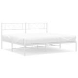 Cumpara ieftin Cadru de pat metalic cu tablie, alb, 180x200 cm