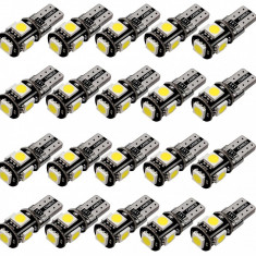 20 X Bec Auto Cu Led T10 5050 Cu 5 SMD Alb 12V CanBus JSUN40 ( Pret / 20 Buc ) 090221-8