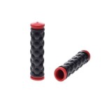Mansoane bicicleta cauciuc, 120mm, culoare negru/rosu Cod:AWR2242R