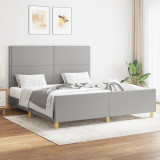Cadru de pat cu tablie, gri deschis, 160x200 cm, textil GartenMobel Dekor, vidaXL