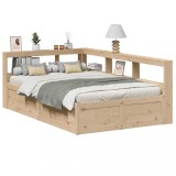 VidaXL Pat cu bibliotecă fără saltea, 140x190 cm, lemn masiv de pin 3324472