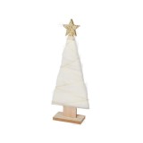 Brad de craciun din lemn si lana cu stea 31 x 13 x 5 cm-Culoare Alb