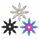 Cumpara ieftin Set trei stele de aruncat DEPOX&reg;, 8 colturi, metalic, negru/multicolor/argintiu, 10 cm