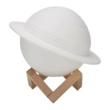 Lampă de veghe 3D Saturn, Alb Cald, Funcționare pe Baterii, Suport din Plastic Inclus, 13 cm - eMazing