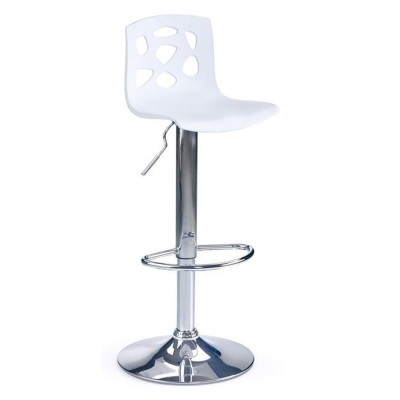 Scaun de bar HM H48, Polipropilena, Cadru Metalic, Suport picioare, Rotativ, 90 kg, alb foto