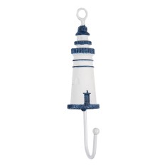 Cuier perete Far Marin lemn alb albastru 4x4x18 cm