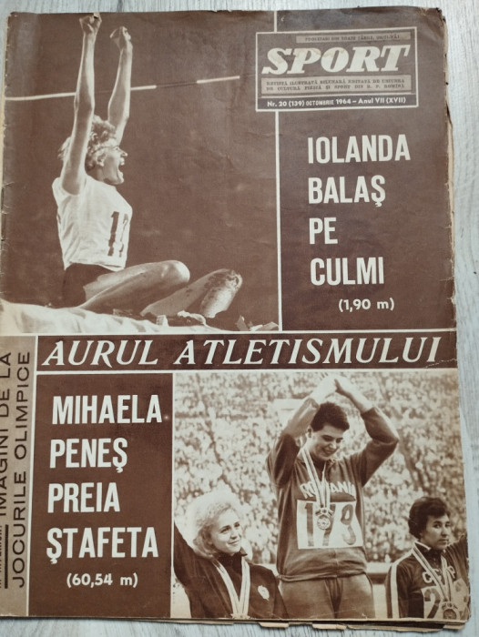 Revista SPORT nr. 20 (139) - Octombrie 1964 - Jocurile Olimpice - Rapid