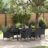 VidaXL Set de masă pentru grădină cu pernă 7 pcs Negru Rattan poli