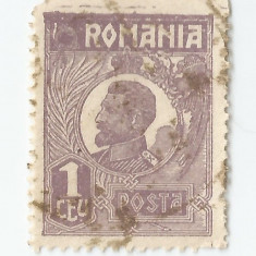 Romania, LP 72/1929, Ferdinand - uzuale, 1 leu violet, eroare 7, oblit.