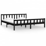 Cadru de pat, negru, 160x200 cm, lemn masiv