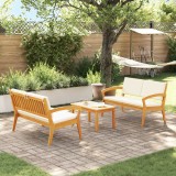 vidaXL Set Bistro 3 Piese cu perne - Lemn masiv de Acacia