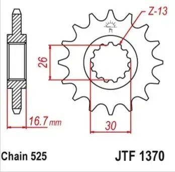 Pinion fata 15 dinti pas lant 525 - Honda CB 600 Hornet - CBR Fireblade - CRF - CMX - XL Varadero 600-1100cc foto