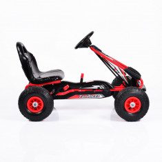 Kart cu pedale pentru copii cu roti gonflabile Top Racer Red foto