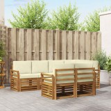 vidaXL Seturi de canapele 7 pcs Natural și Crem Lemn Solid de Acacia 3374970