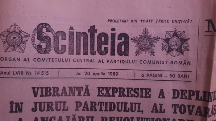 Ziarul Scanteia nr 14515, 20 apr 1989, 6 pagini