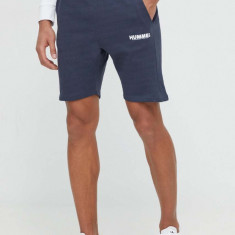 Hummel pantaloni scurti din bumbac culoarea albastru marin