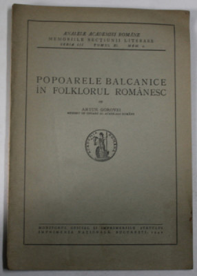 POPOARELE BALCANICE IN FOLCLORUL ROMANESC de ARTUR GOROVEI , 1942 foto