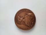 REGINA ELISABETA DE WIED 1848-1916 .Medalie tombac , diametru 50 mm .REGINA ROMANILOR .Verso Palatul Elisabeta -Bucuresti -Romania .