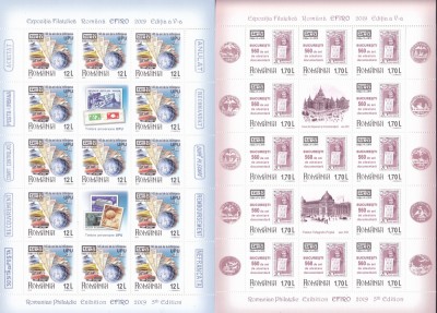 EXPOZITIA FILATELICA EFIRO,MINICOLI CU 13 T +2 V,Lp.2254e,2019, MNH ** ROMANIA. foto