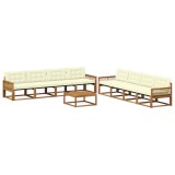 vidaXL Set de canapele de exterior cu pernă 9 pcs Natural și Crem 3381330