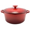 Oala Fonta Emailata Perfect Home, 2.2L, Rosu, 20cm, cu Capac. Compatibila inductie, gaz, electric, cuptor. Distributie uniforma caldura
