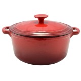 Oala Fonta Emailata Perfect Home, 4L, 24cm, Capac, Rosu, Compatibila Inductie, Aragaz, Cuptor