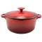 Oala de fonta emailata cu capac, rosie, 2.2 L, Perfect Home