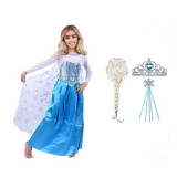 Set rochie si accesorii Elsa Frozen, IdeallStore&reg;, 7-9 ani, Albastru, Halloween