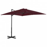 VidaXL Umbrelă suspendată cu st&acirc;lp aluminiu, roșu bordo, 250x250 cm