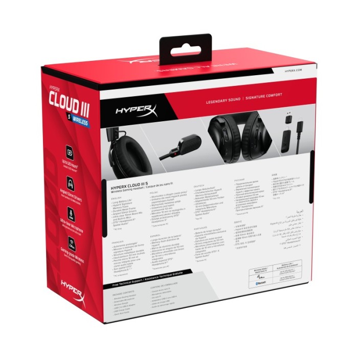 Casti gaming HyperX Cloud III S Black-Red, autonomie pana la
