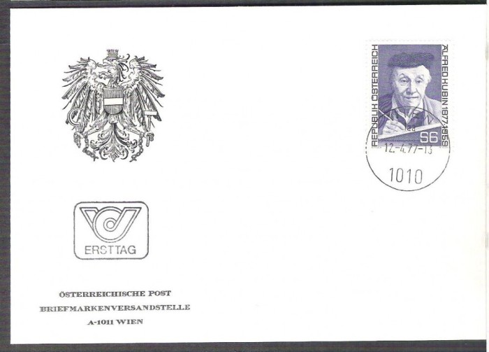 Austria &Ouml;sterreich 1977 Alfred Kubin FDC K.086