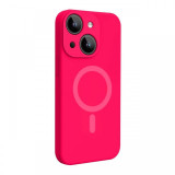Lemontti Husa Liquid Silicon MagCharge iPhone 15 Roz Neon (protectie 360&deg;, material fin, captusit cu microfibra)