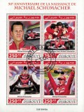 DJIBOUTI 2019 - Mari piloti de F1, Michael Schumacher, 50 de ani de la nastere, Stampilat