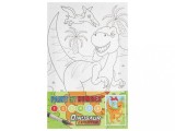 Set creativ Picteaza pe numere, canvas T-rex si vulcanul, Grafix