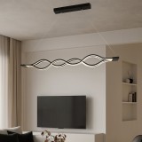 Pendul Led Suspendat Negru,Design Ondulat Cu Telecomanda, 80X2W, 3000&ndash;6500K