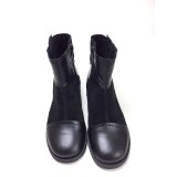 Ghete dama din piele Black Puzzle Innes